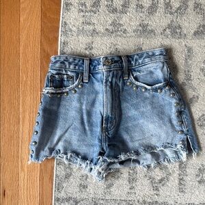 Abercrombie & Fitch Blue Jean Shorts High-Waisted Distressed